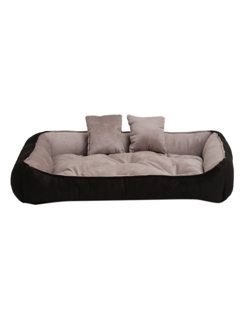 

WIGGLE TWIDDLE Grey & Black Rectangular Pet Bed with 2 Pillows