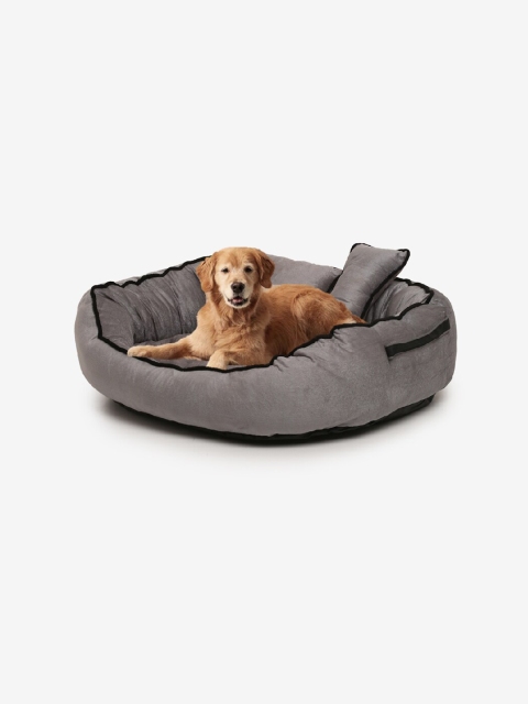 

WIGGLE TWIDDLE Grey Solid Round Pet Bed