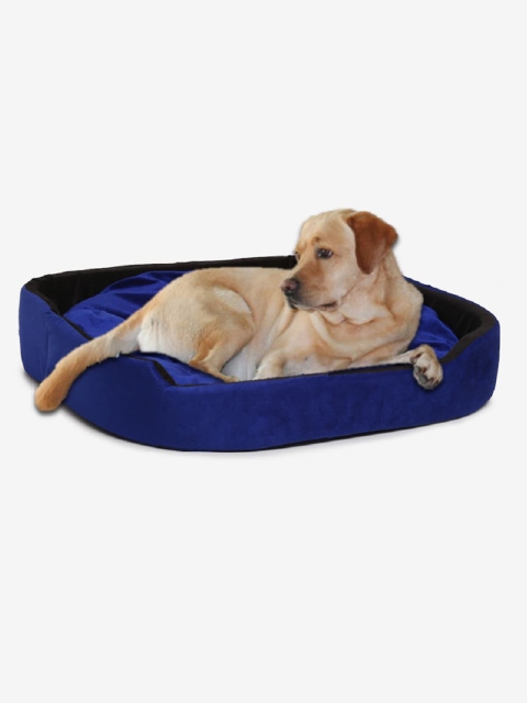 

WIGGLE TWIDDLE Blue & Black Solid Round Pet Bed