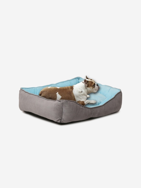 

WIGGLE TWIDDLE Blue & Grey Solid Rectangular Ultra Soft Pet Bed
