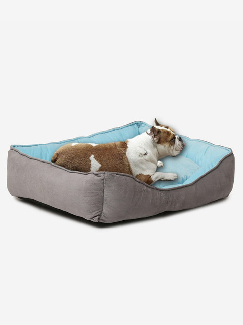

WIGGLE TWIDDLE Blue & Grey Solid Anti-Slip Pet Bed