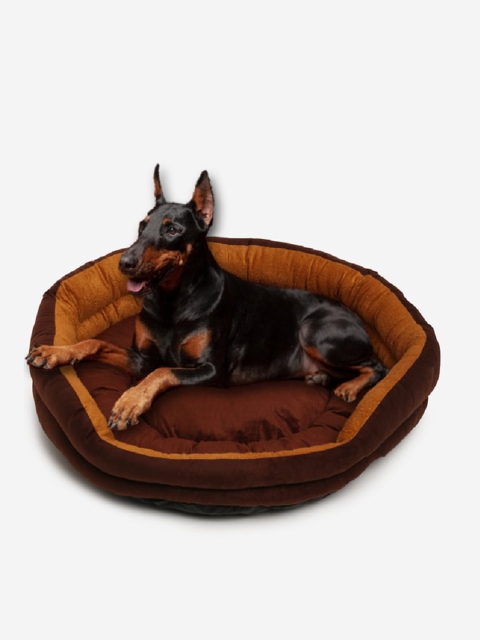 

WIGGLE TWIDDLE Brown & Beige Solid Round Ultra Soft Pet Bed