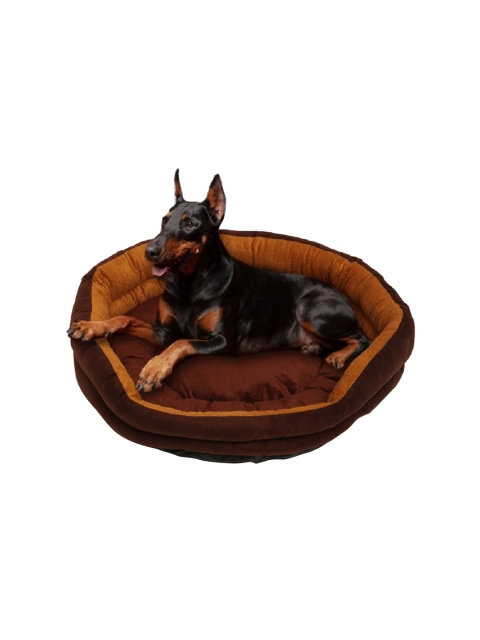 

WIGGLE TWIDDLE Brown & Beige Solid Round Pet Bed