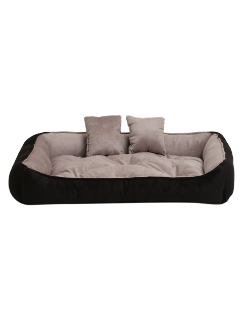 

WIGGLE TWIDDLE Grey & Black Solid Rectangular Pet Bed