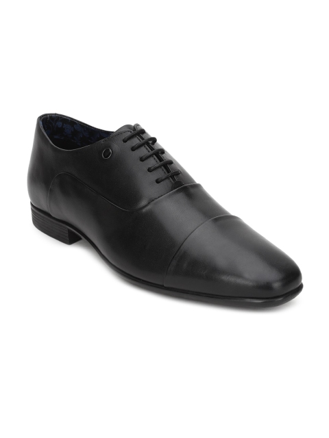 

Van Heusen Men Black Solid Leather Formal Oxfords