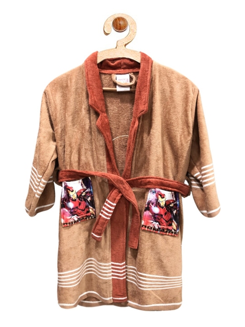 

YK Kids Beige Ironman Cartoon Printed Cotton Bathrobe