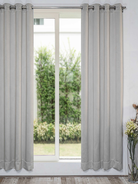 

SHIVANAA HOMES Cream-Coloured Black Out Long Door Curtain