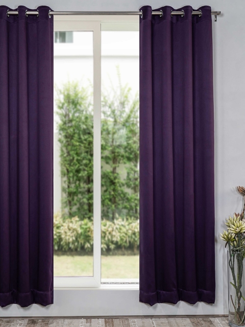 

SHIVANAA HOMES Single Purple Black Out Door Curtain