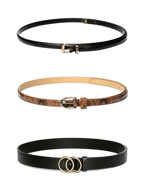 

CRUSSET Women Pack of 3 Black & Brown Belt