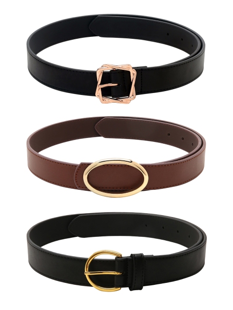 

CRUSSET Women Set Of 3 Black & Brown Belt