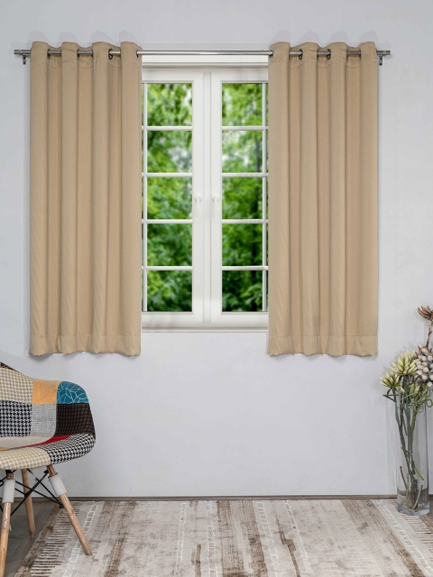 

SHIVANAA HOMES Champagne Set of 2 Black Out Window Curtain