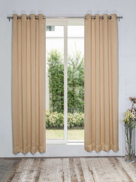 

SHIVANAA HOMES Beige Set of 2 Black Out Door Curtains