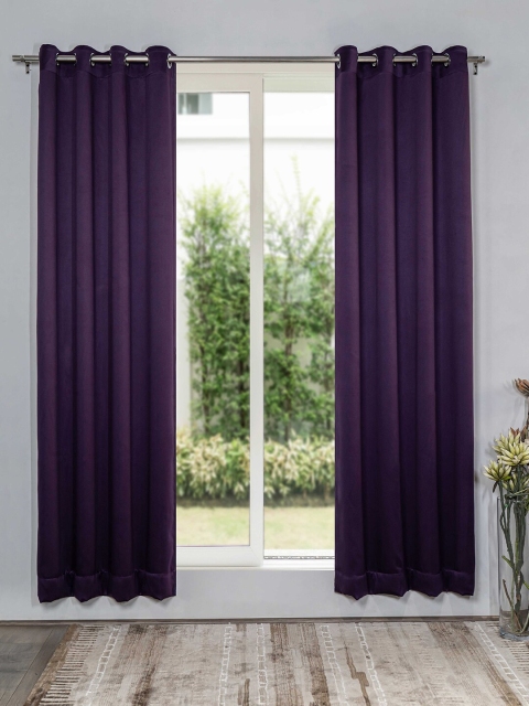 

SHIVANAA HOMES Purple Set of 2 Black Out Door Curtain