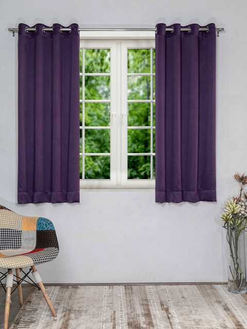 

SHIVANAA HOMES Set Of 2 Purple Black Out Window Curtain