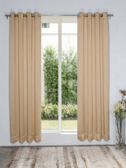 

SHIVANAA HOMES Champagne Set of 2 Black Out Long Door Curtain