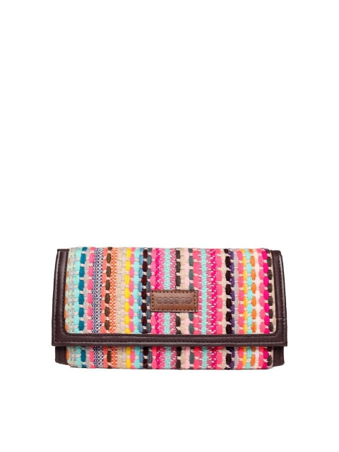 

ASTRID Women Pink & Blue Striped Canvas Envelope Wallet