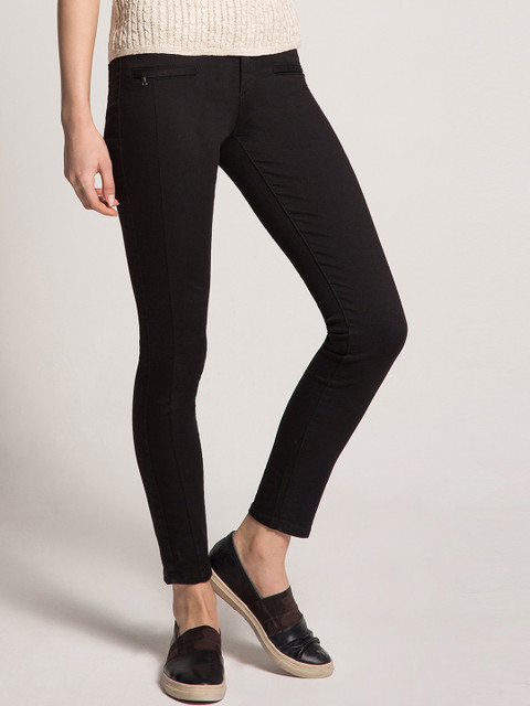 

ESPRIT Women Black Skinny Fit Flat-Front Trousers