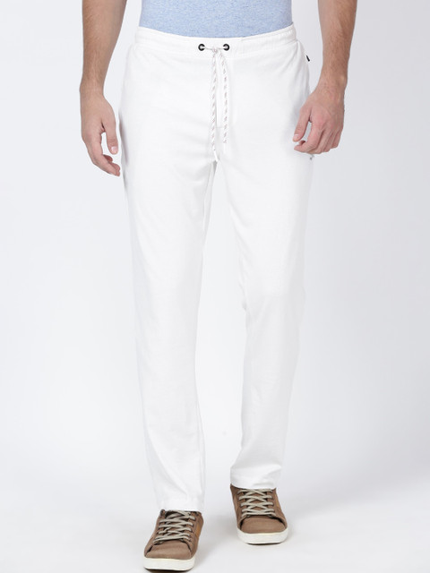 

t-base Men White Solid Regular-Fit Track Pants