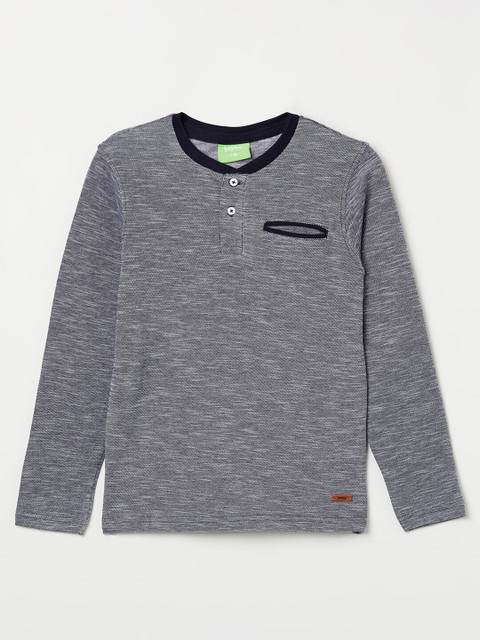 

Bossini Boys Navy Blue Henley Neck Pure Cotton T-shirt