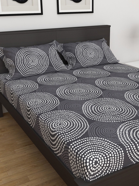 

Home Centre 300 TC Dallas Grey Printed Cotton Double Bedsheet 2 Pillow Covers