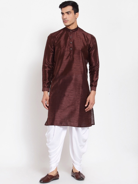 

MAXENCE Men Maroon & White Kurta with Dhoti Pants