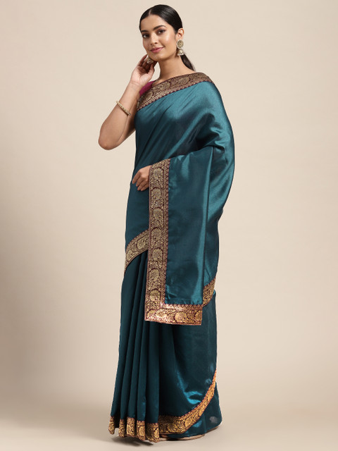 

Mitera Teal Green Silk Blend Saree