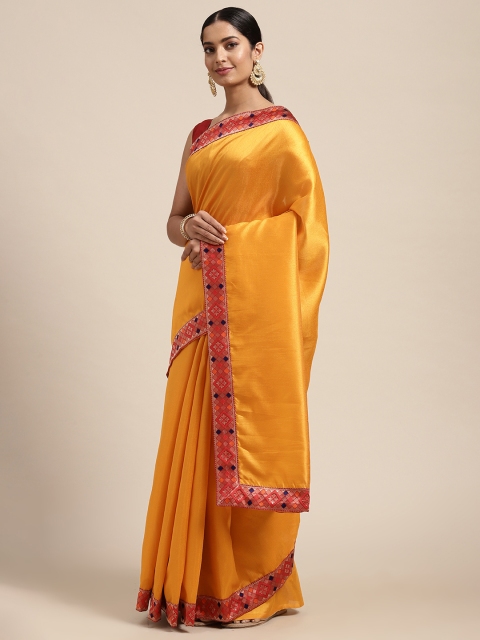 

Mitera Mustard Yellow Silk Blend Saree