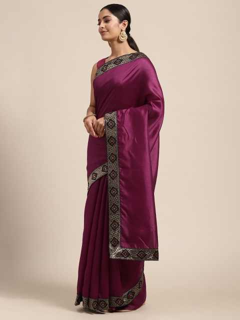 

Mitera Purple Silk Blend Saree