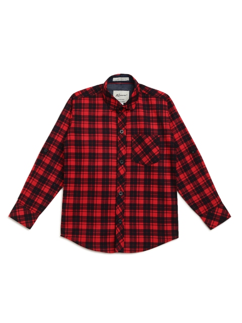 

Aj DEZInES Boys Red Comfort Tartan Checks Checked Casual Shirt