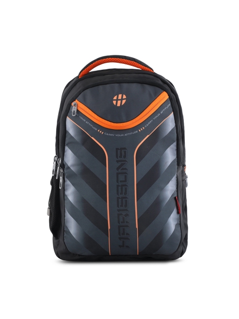 

Harissons Unisex Black & Orange Geometric Backpack