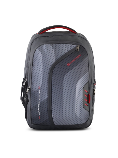 

Harissons Unisex Grey & Red Graphic Backpack