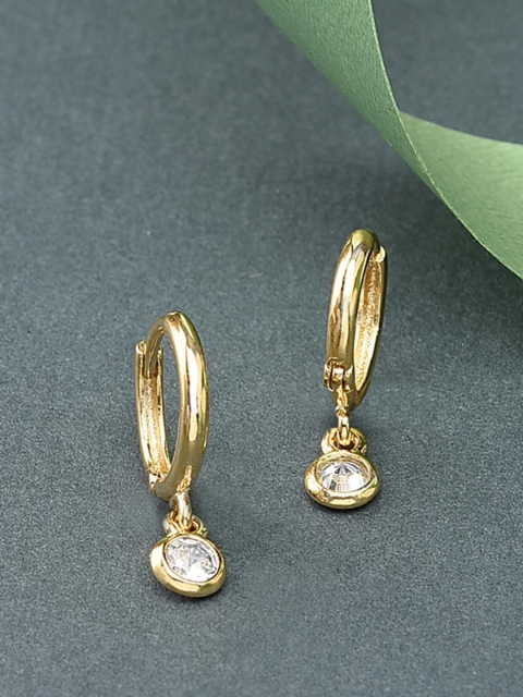 

Accessorize Z Women Real Gold Plated Sparkle Drop Hoops Earring