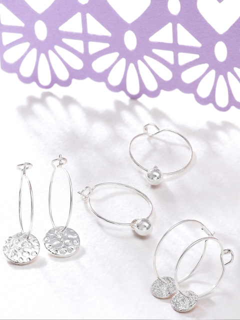 

Accessorize London Women's Silver Set Of 3 Filigree Hoop Earrings