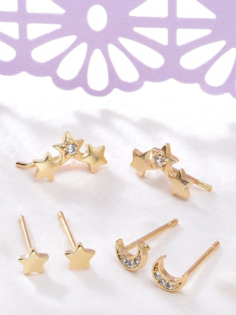 

Accessorize Z Women Real Gold Plated set of 3 Celestial Stud Earrings