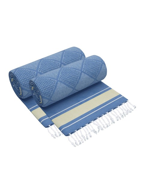

Story@home Blue Pack of 2 Striped 200 GSM Cotton Bath Towel