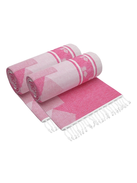 

Story@home Set Of 2 Pink Printed 200 GSM Pure Cotton Bath Towels