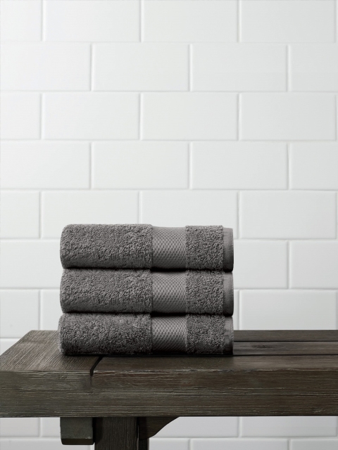 

AMOUVE Set Of 3 Grey Sustainable Organic Cotton Face Towels- Super-soft & Chemical-free