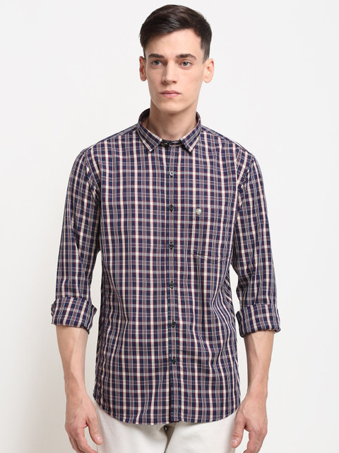 

La Mode Men Blue Slim Fit Checked Pure Cotton Casual Shirt