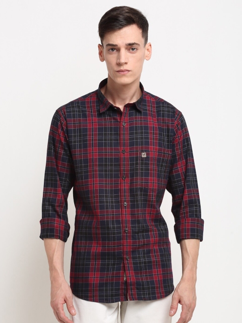 

La Mode Men Blue Slim Fit Checked Pure Cotton Casual Shirt