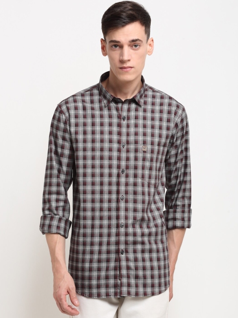 

La Mode Men Grey Slim Fit Checked Pure Cotton Casual Shirt