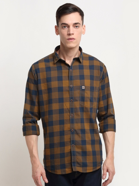 

La Mode Men Blue Slim Fit Checked Pure Cotton Casual Shirt