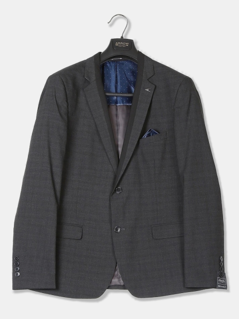 

Arrow New York Men Charcoal Grey Checked Slim-Fit Single-Breasted Two-Piece Formal Suit