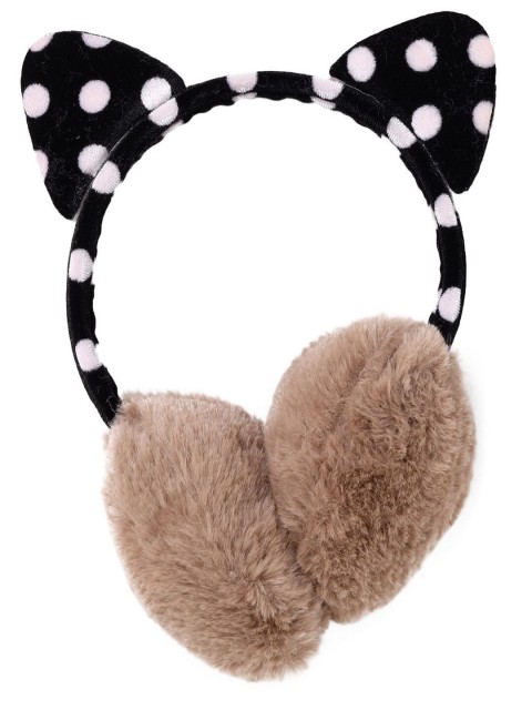 

Toonyport Girls Brown & Black Printed Fur Earmuffs