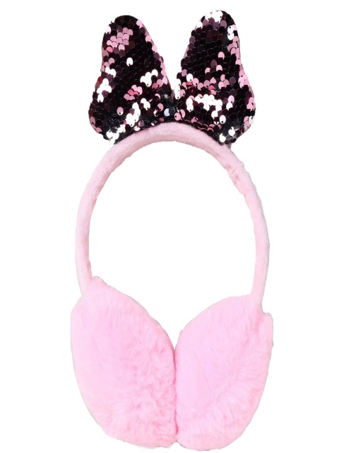 

Toonyport Girls Pink Solid Fur Earmuffs with Bow