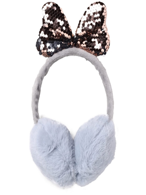 

Toonyport Girls Grey Solid Fur Earmuffs with Bow