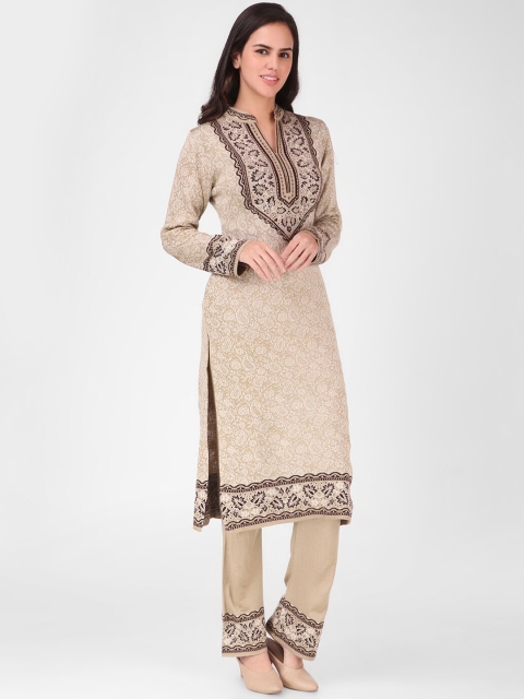 

MIKHAD Women Beige Ethnic Motifs Printed Kurta with Trousers