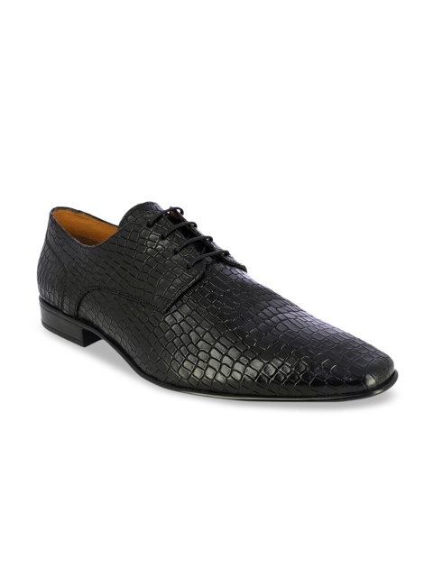 

Alberto Torresi Men Black Textured Leather Formal Oxfords