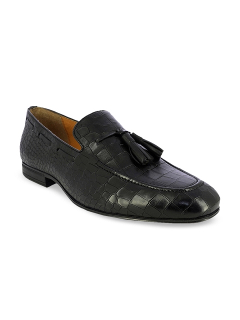 

Alberto Torresi Men Black Textured Leather Formal Slip-On Shoes