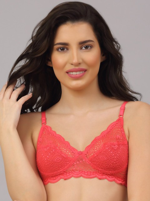 

Quttos Peach-Coloured Lace Bra