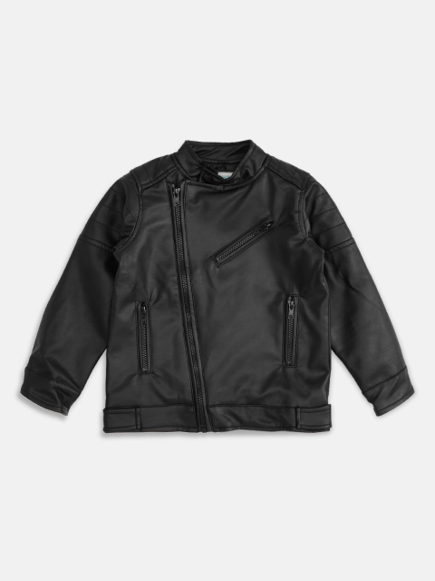 

Pantaloons Junior Boys Black Biker Jacket